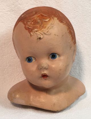 Vintage Child Baby Mannequin Head Bust - Hand Painted - Store Hat Display - Antique 2