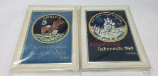 (2) Apollo 11 & 1969 First Lunar Landings Of Mankind Patches/pictures Pre - Owned