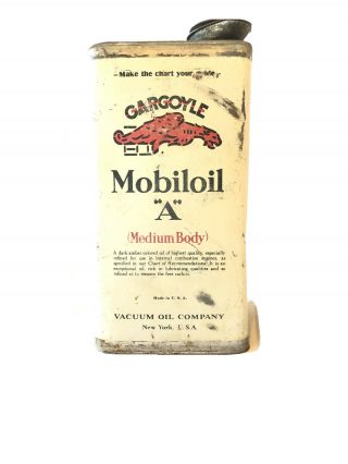 Vintage Gargoyle Mobil Oil A One Gallon Can