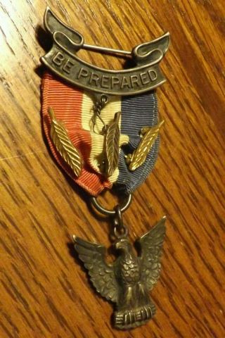Boy Scout Eagle Medal Sterling Robbins 3 W/ 3 Palms