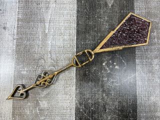 Antique Old Barn Lightning Rod Directional Weathervane Arrow With Purple Glass