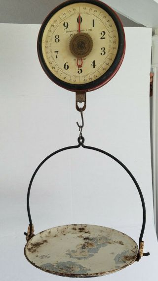 Vintage Chatillon Dial Face Hanging Scale Type 720 20 Lbs X 1 Oz 1940s Circa