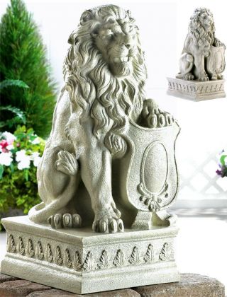 Creamy Lion Statue 25 " Fiberglass & Resin For Yard Walk Entry Garden Nib