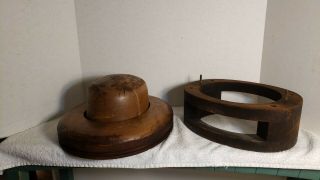 Antique Or Vintage Millinery 3 Piece Wooden Hat Block Form Mold