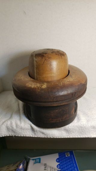 Antique or Vintage Millinery 3 Piece Wooden Hat Block Form Mold 2