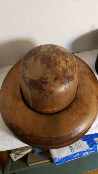 Antique or Vintage Millinery 3 Piece Wooden Hat Block Form Mold 3