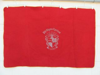 Vintage Phi Sigma Epsilon Fraternity Stadium Blanket Red Wool / Silver Crest