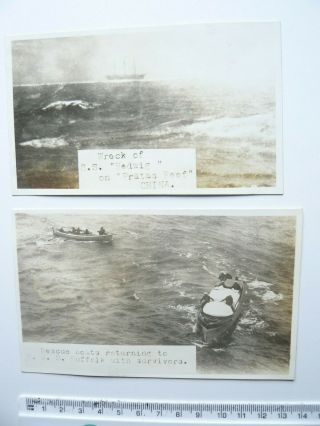 Wreck Steam Ship Hedwig On Pratis Reef China Postcard & Hms Suffolk Royal Navy