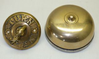 Antique Victorian Brass & Iron Entry Door Bell Crank Turn Twist Key Knob
