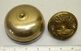 Antique Victorian Brass & Iron Entry Door Bell Crank Turn Twist Key Knob 2
