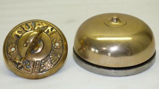 Antique Victorian Brass & Iron Entry Door Bell Crank Turn Twist Key Knob 3