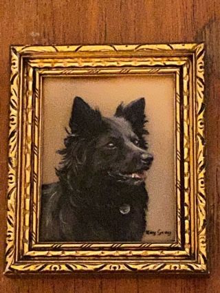 Antique Pomeranian / Spitz Dog Oil Painting Kay Gray Hamilton Studio 1950
