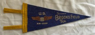 Vintage Pennant Brooks Field Texas Us Army Air Corps Usaac Wwii San Antonio Tx