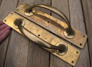 Old Reclaimed Bronze Door Pull Handles / Shop / Pub 3 Of 4 Pairs