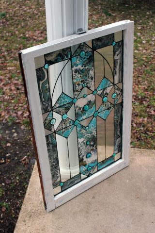 Stormy Waters Vintage Stained Glass 1910 Window,  Hand Made,  One of a Kind Art 3