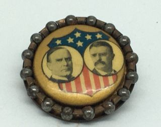 William Mckinley & Teddy Roosevelt Jugate 1” Pin Presidential 1900 Theodore