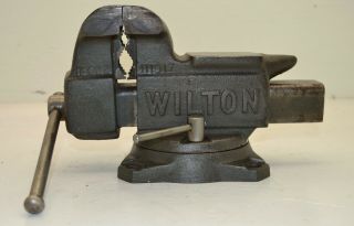 Vintage 3 - 1/2 " Wilton Usa 8 - 643 1/2 Machinist Vise Swivel Base Pipe Jaws Anvil