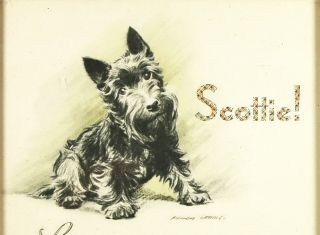 Antique Rare SCOTTIE MOTTO PRINT Morgan Dennis Gibson Scottish Terrier Buzza Dog 2