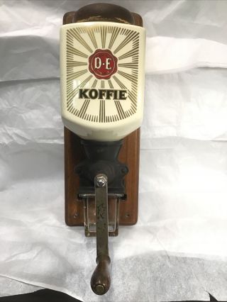 Vintage Douwe Egberts Dutch Koffie Coffee Mill Grinder Wall Mount