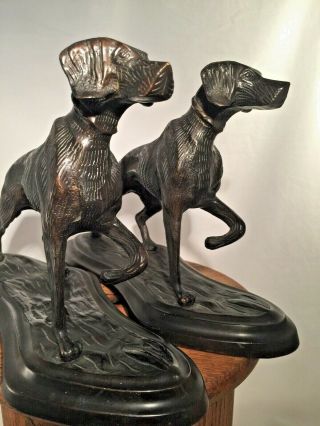 Vintage Bronze Pointer Hunting Dog Sculptures Figurines