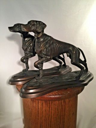 Vintage Bronze Pointer Hunting Dog Sculptures Figurines 2