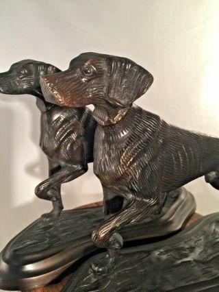 Vintage Bronze Pointer Hunting Dog Sculptures Figurines 3