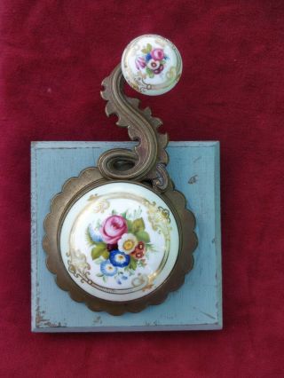 Antique Porcelain/ceramic & Brass Servant Bell Pull Handle