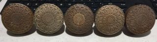 5 Antique Russell & Erwin Ornate Door Knobs Brass Or Bronze W Patina Scarce