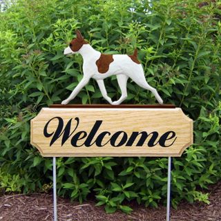Rat Terrier Wood Welcome Outdoor Sign Red/white