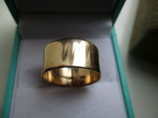 Vintage 9ct Gold Wide Flat Wedding Band Ring O