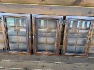 Antique Vintage Victorian Set Of 3 Windows Cabinet Cupboard Door