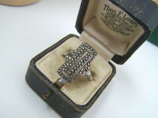 Gorgeous Vintage Solid Sterling Silver Marcasite Cocktail Ring Size T Unusual