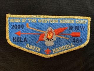 Signed Gold Kola Lodge 464 Home Of The Western Region Chief 2009 Oa Officer