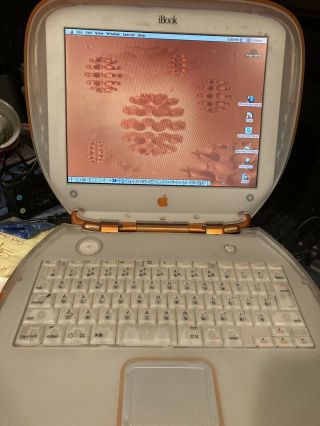 Vintage Apple Ibook Clamshell G3 Tangerine 18gig Hd 544ram Yoyo Ac Adapter Osx