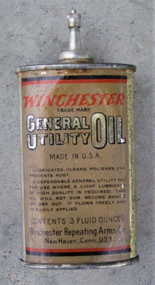 Rare Vintage Winchester General Utility Oil Tin - 3 Oz.  - Dented On Both Sides.