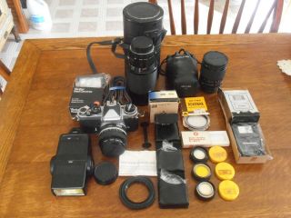 Vintage Nikon Fe 35 Mm Camera With Extra Lens & Accessories