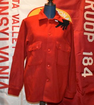 Vintage Boy Scout Red Wool Jacket With Patches