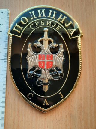 Rare Saj Special Anti Terrorist Unit Serbia Police Large Badge Serbische Polizei