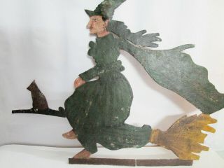 Iron Witch On Broom Weather Vane.  Halloween Witch Weathervane