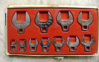 Vintage Snap - On 211fco 3/8 " Drive 11 Pc.  Crows Foot Wrench Set W/tray,