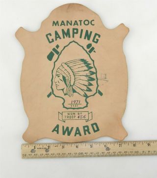 Manatoc Oa Boy Scout Camping Award 1971 Leather Troop 456 Signed K.  Dixon T07