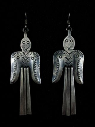 Vintage Navajo Earrings - Sterling Silver Peyote Birds