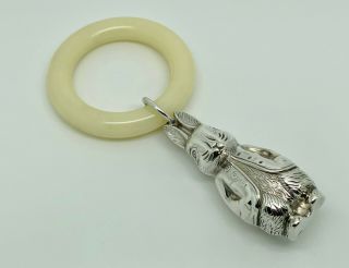 Vintage Sterling Silver Peter Rabbit Baby Rattle & Teething Ring