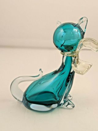 Vintage Alfredo Barbini Murano Sommerso Aqua Blue Italian Glass Cat Not Verified