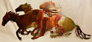 Running Wild Horse Herd Wall Art Metal Sculpture Machine Cut 22 1/2 " Long