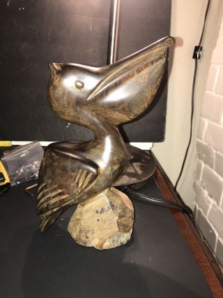 Vintage Hand Carved Wood Wooden Ironwood Pelican Figurine Statue 10 Inches Tall