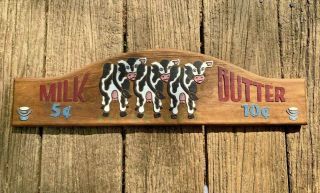 Vintage Udder Udderly Holstein Cow Butt End Milk 5 Butter 10 Cents Sign ❤️sj8j