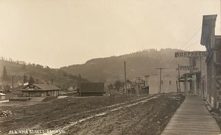 Early 1900s Rppc Drain Or Main Street Railroad Depot Douglas Co Oregon Postcard