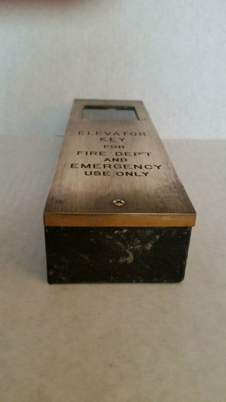 Elevator Cab or Car Cast Bronze Vintage Key Box w/ Glass Panel,  Insized Lettering 2
