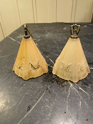 2 Vintage Matching Art Deco Umbrella Shades - Slip Shades